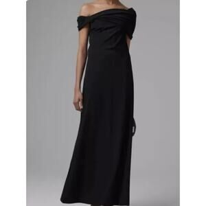 RÓHE Women's Black Asymmetrical Off Shoulder Maxi Gown Size Euro 44 US 12
